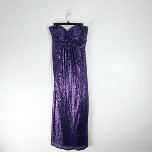 CHRISTINA WU Aubergine Purple Sequined Strapless Sweetheart Bodice Gown Size 10